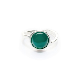 Chloe large silver gemstones ring  (Green)