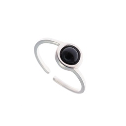 Chloe small silver gemstones ring  (Black)