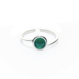 Chloe small silver gemstones ring  (Green)