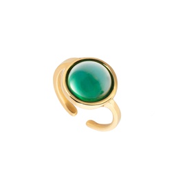 Large gemstones gold ring Chloe (Green)
