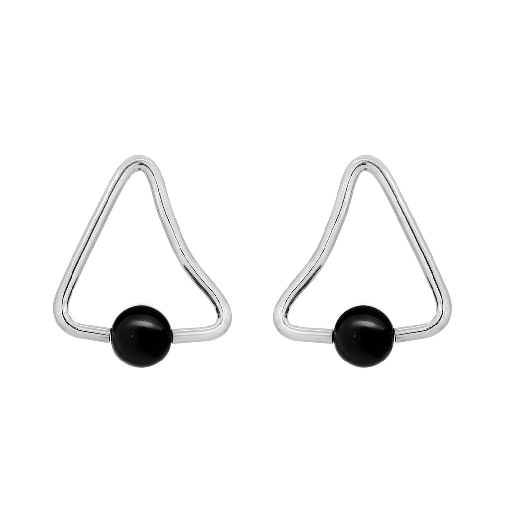 Pia black onyx silver earrings