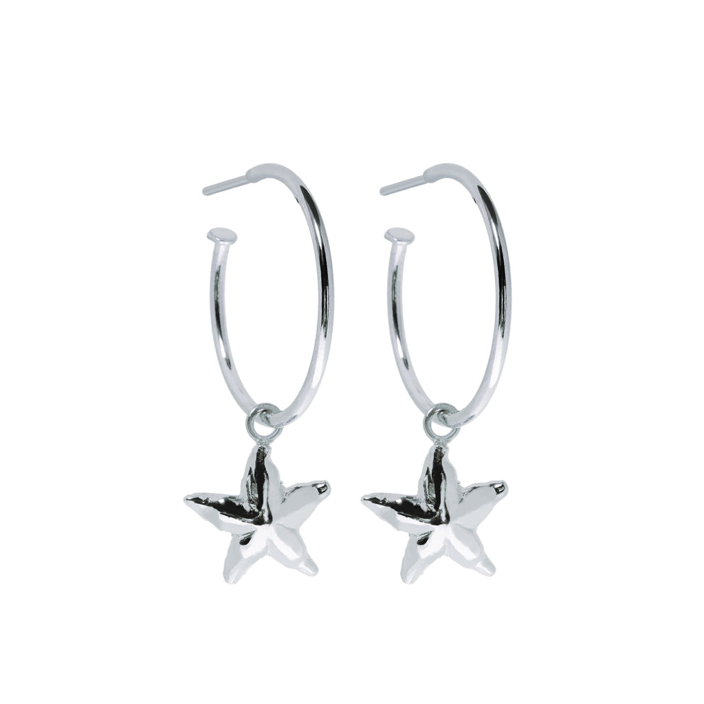 Starfish silver hoops 