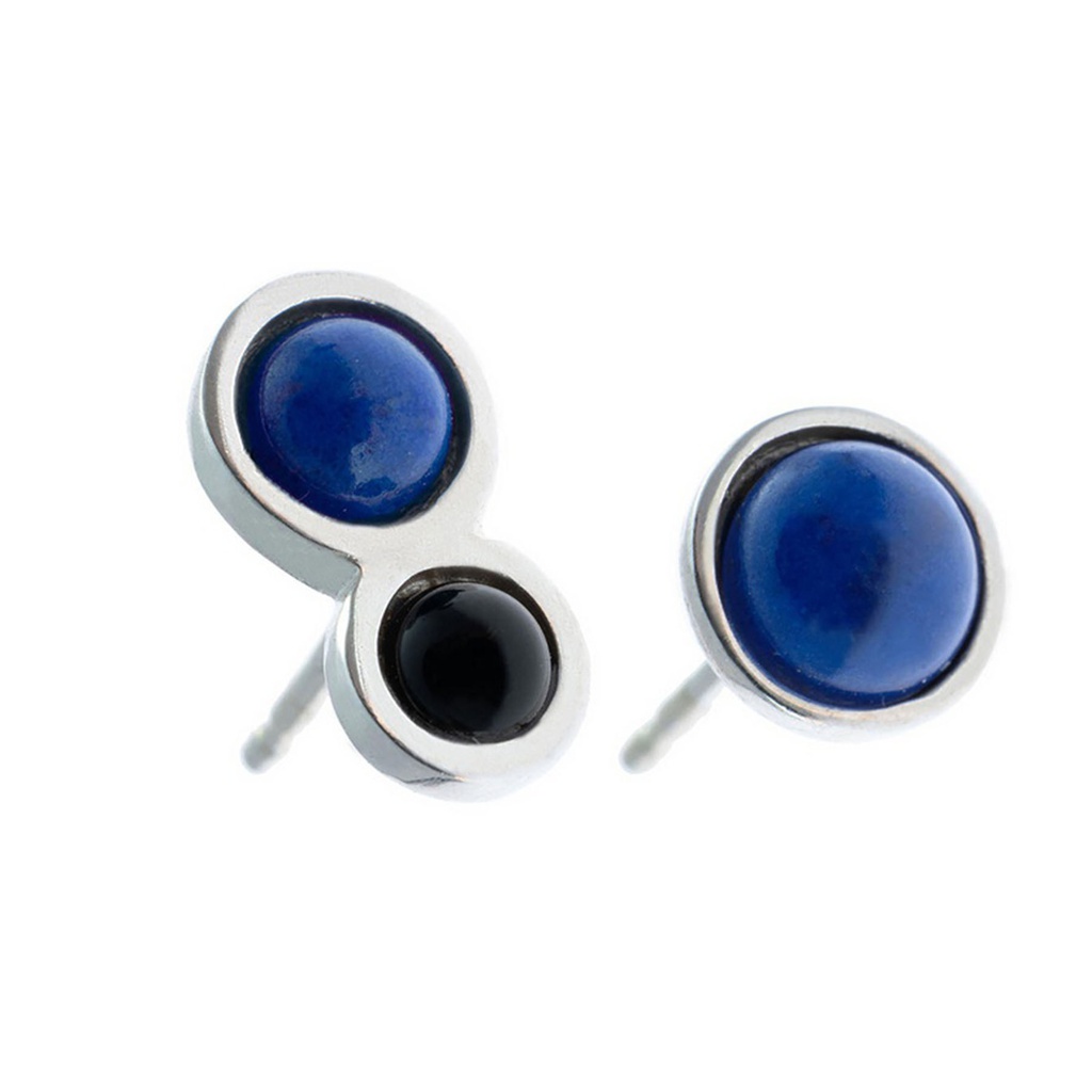 Chloe blue and black asymmetrical studs